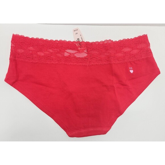 VICTORIA’S SECRET Red Soft Cotton blend Lace Low Rise Hip Hugger Panty Size S/P - Picture 2 of 5
